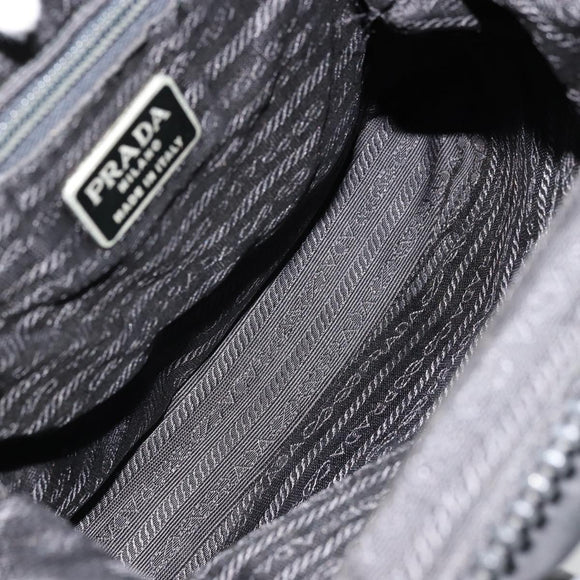 PRADA Hand Bag Nylon Black Silver Auth bs34484