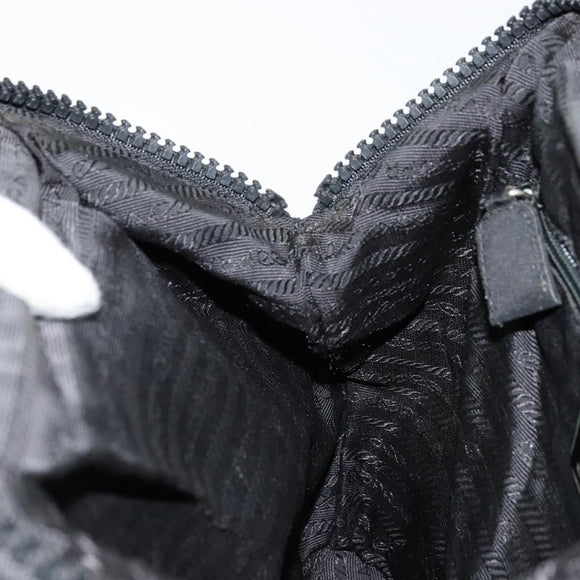 PRADA Hand Bag Nylon Black Silver Auth bs34484