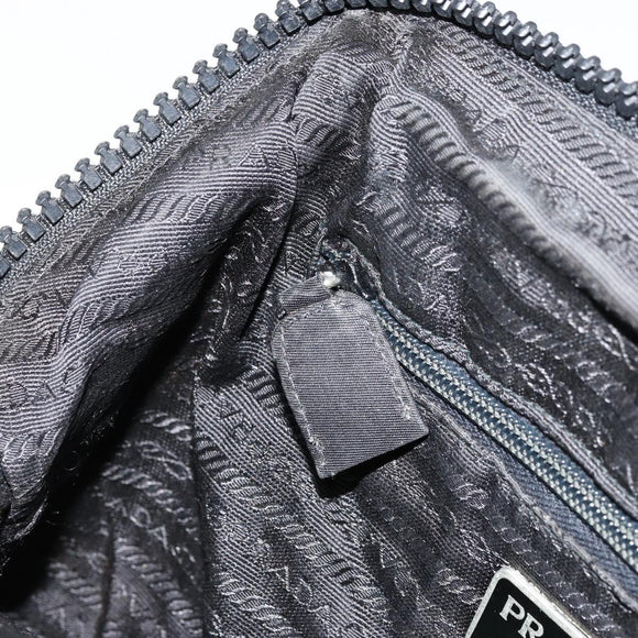 PRADA Hand Bag Nylon Black Silver Auth bs34484