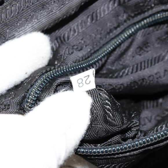 PRADA Hand Bag Nylon Black Silver Auth bs34484