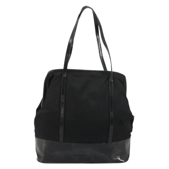 PRADA Hand Bag Nylon Black Silver Auth bs34484