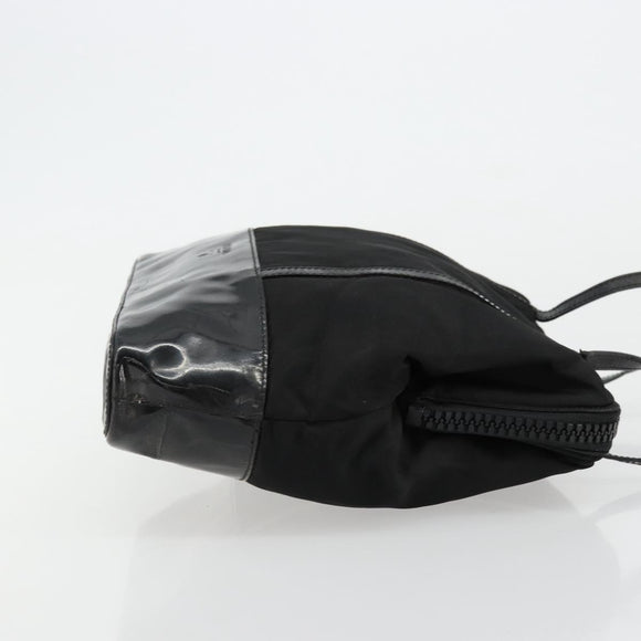 PRADA Hand Bag Nylon Black Silver Auth bs34484