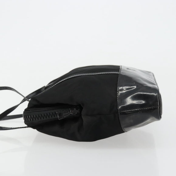 PRADA Hand Bag Nylon Black Silver Auth bs34484