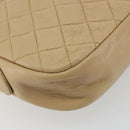 CHANEL Chain Shoulder Bag Leather Beige Gold CC Auth bs34488-13