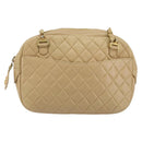 CHANEL Chain Shoulder Bag Leather Beige Gold CC Auth bs34488-2