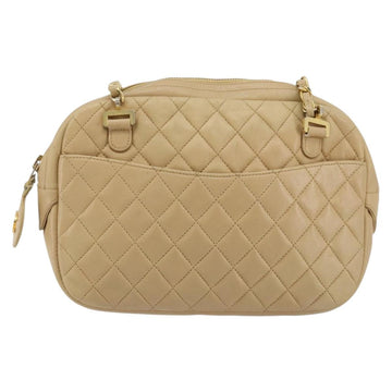 CHANEL Chain Shoulder Bag Leather Beige Gold CC Auth bs34488 - 0