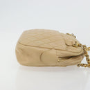 CHANEL Chain Shoulder Bag Leather Beige Gold CC Auth bs34488-4