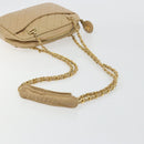 CHANEL Chain Shoulder Bag Leather Beige Gold CC Auth bs34488-7