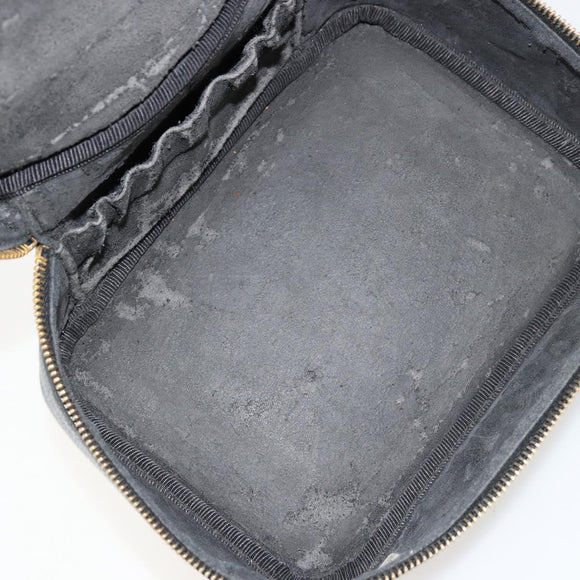 CHANEL Vanity Pouch Caviar Skin Black Gold CC Auth bs34489