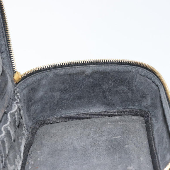 CHANEL Vanity Pouch Caviar Skin Black Gold CC Auth bs34489