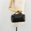 CHANEL Vanity Pouch Caviar Skin Black Gold CC Auth bs34489-23