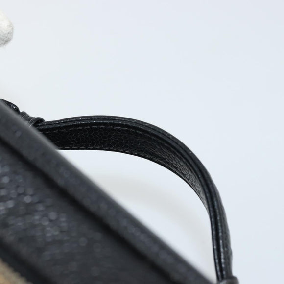 CHANEL Vanity Pouch Caviar Skin Black Gold CC Auth bs34489