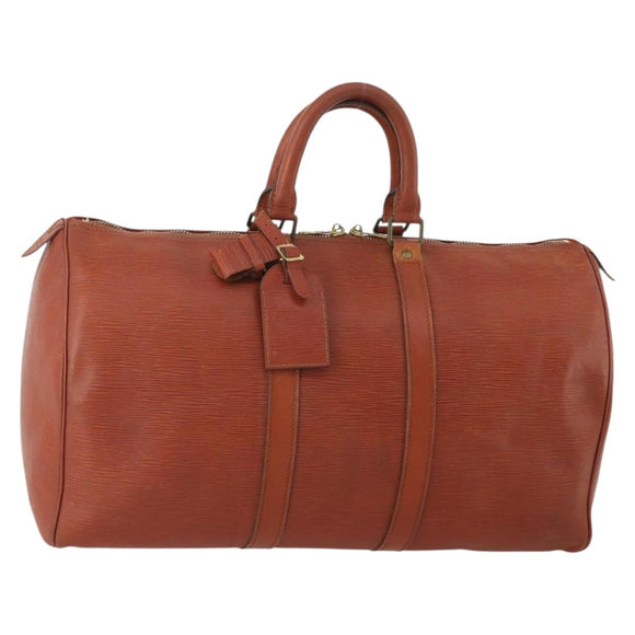 LOUIS VUITTON Epi Keepall 45 Boston Bag Brown M42978 LV Auth bs34491