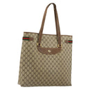 GUCCI GG Supreme Web Sherry Line Tote Bag PVC Beige Gold 39 02 091 Auth bs34492-1