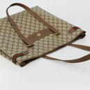 GUCCI GG Supreme Web Sherry Line Tote Bag PVC Beige Gold 39 02 091 Auth bs34492-6