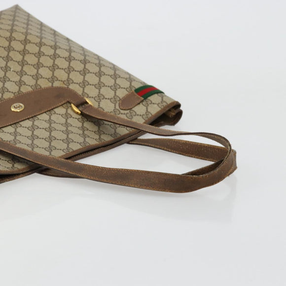 GUCCI GG Supreme Web Sherry Line Tote Bag PVC Beige Gold 39 02 091 Auth bs34492