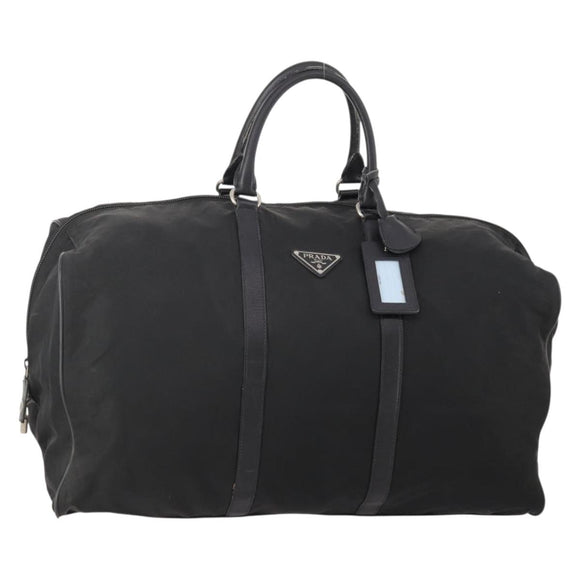 PRADA Boston Bag Nylon Black Silver Auth bs34493