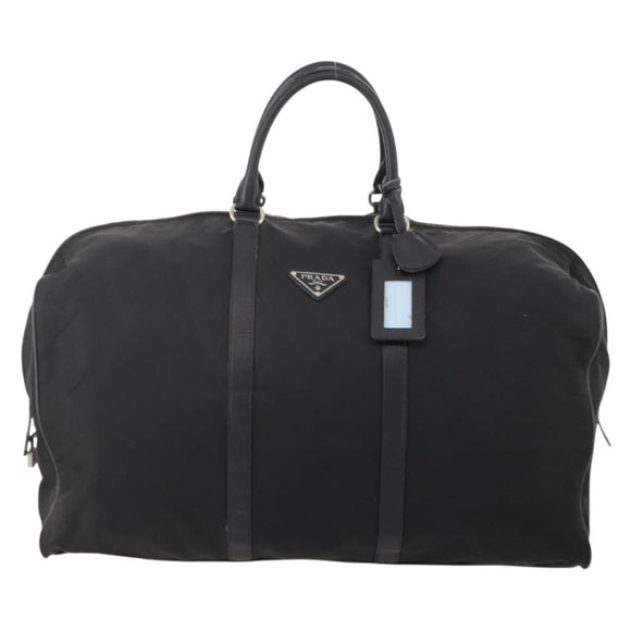 PRADA Boston Bag Nylon Black Silver Auth bs34493