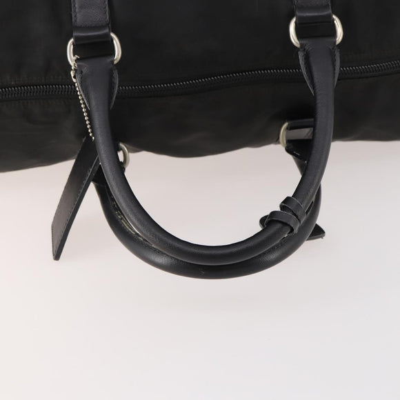 PRADA Boston Bag Nylon Black Silver Auth bs34493