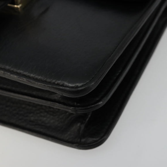 GUCCI Chain Shoulder Bag Leather Black Gold 510304 Auth bs34494