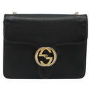 GUCCI Chain Shoulder Bag Leather Black Gold 510304 Auth bs34494-2