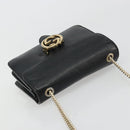 GUCCI Chain Shoulder Bag Leather Black Gold 510304 Auth bs34494-6