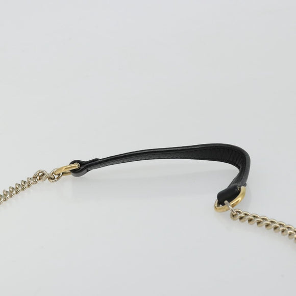 GUCCI Chain Shoulder Bag Leather Black Gold 510304 Auth bs34494