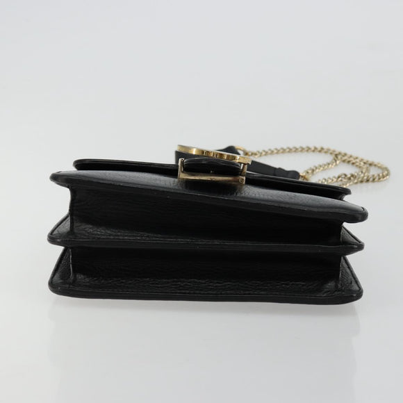 GUCCI Chain Shoulder Bag Leather Black Gold 510304 Auth bs34494