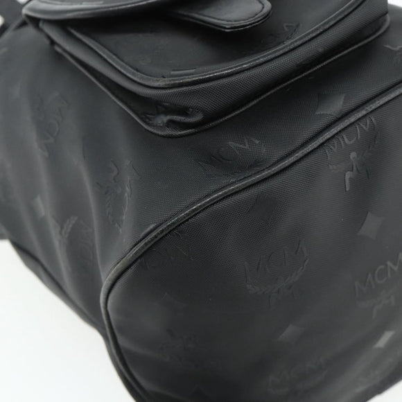 MCM Vicetos Logogram Backpack PVC Black Gold Auth bs34507