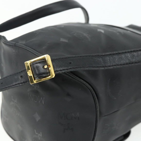 MCM Vicetos Logogram Backpack PVC Black Gold Auth bs34507