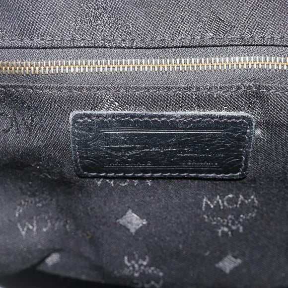 MCM Vicetos Logogram Backpack PVC Black Gold Auth bs34507
