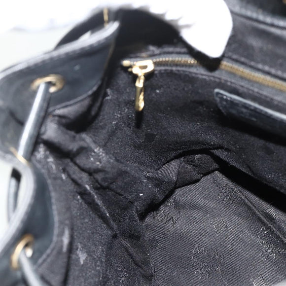 MCM Vicetos Logogram Backpack PVC Black Gold Auth bs34507