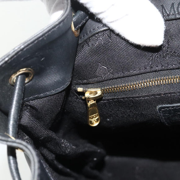 MCM Vicetos Logogram Backpack PVC Black Gold Auth bs34507
