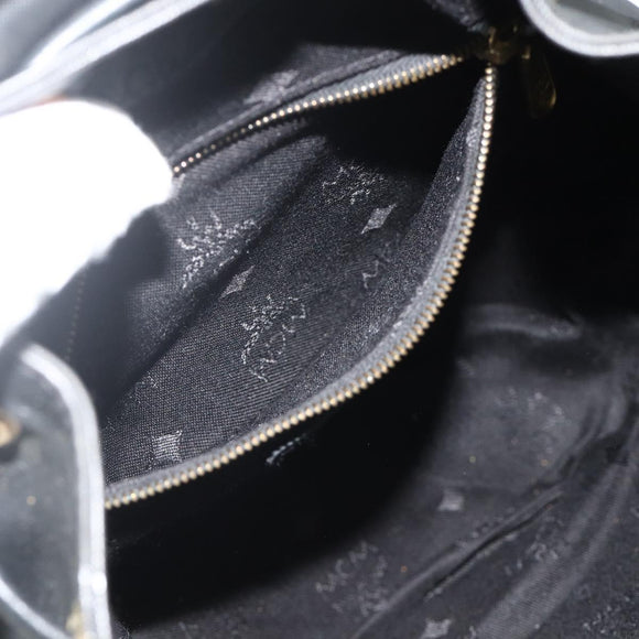 MCM Vicetos Logogram Backpack PVC Black Gold Auth bs34507