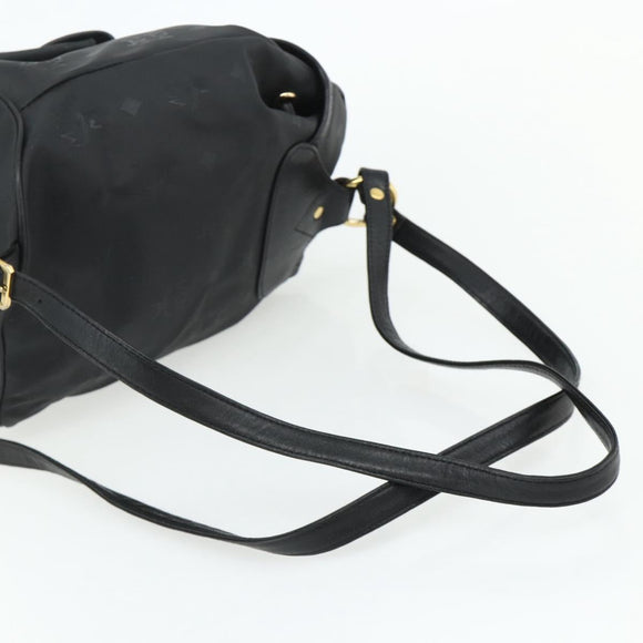 MCM Vicetos Logogram Backpack PVC Black Gold Auth bs34507