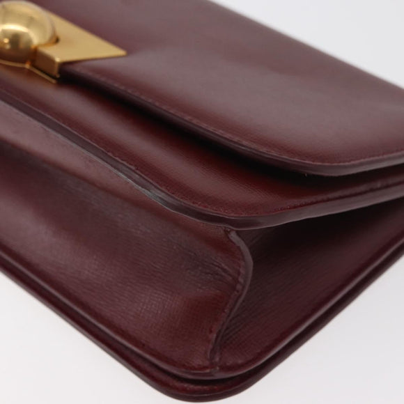 BOTTEGA VENETA Shoulder Bag Leather Bordeaux Gold Auth bs34508A