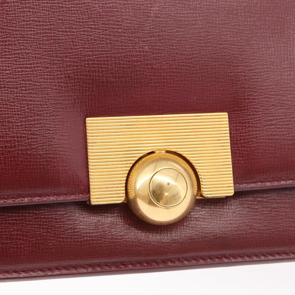 BOTTEGA VENETA Shoulder Bag Leather Bordeaux Gold Auth bs34508A