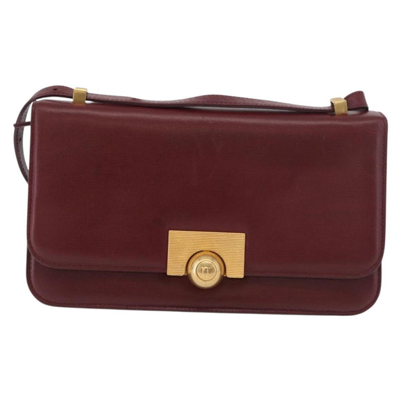 BOTTEGA VENETA Shoulder Bag Leather Bordeaux Gold Auth bs34508A