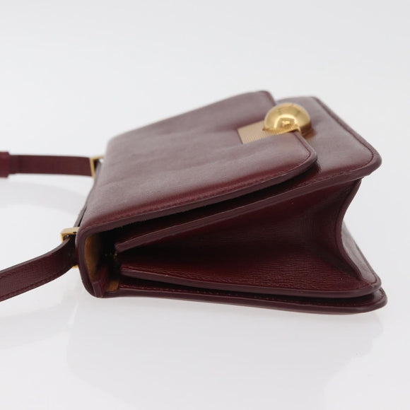 BOTTEGA VENETA Shoulder Bag Leather Bordeaux Gold Auth bs34508A