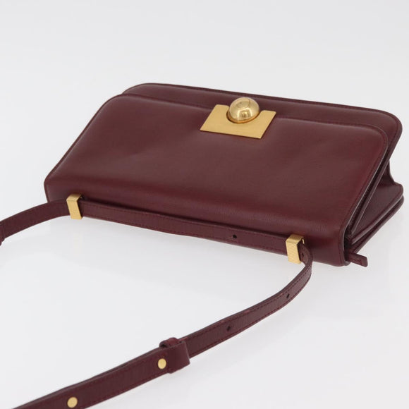 BOTTEGA VENETA Shoulder Bag Leather Bordeaux Gold Auth bs34508A