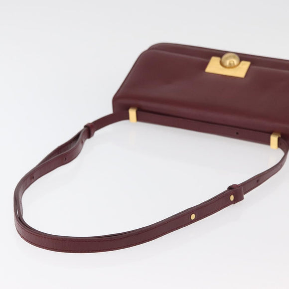 BOTTEGA VENETA Shoulder Bag Leather Bordeaux Gold Auth bs34508A