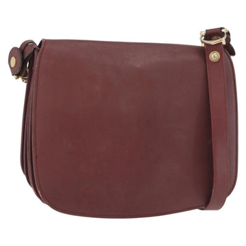 CARTIER Must Line Shoulder Bag Leather Bordeaux Gold Auth bs34510