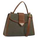 SAINT LAURENT Hand Bag Coated Canvas 2way Khaki Gold Auth bs34511-1