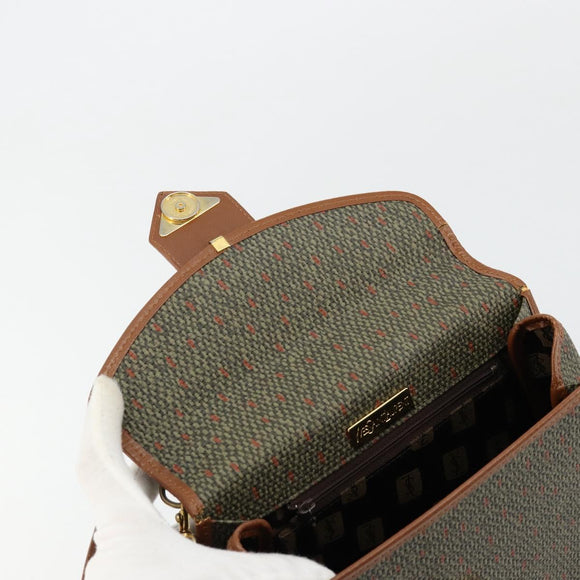 SAINT LAURENT Hand Bag Coated Canvas 2way Khaki Gold Auth bs34511