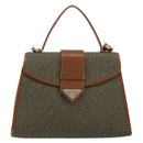 SAINT LAURENT Hand Bag Coated Canvas 2way Khaki Gold Auth bs34511-13