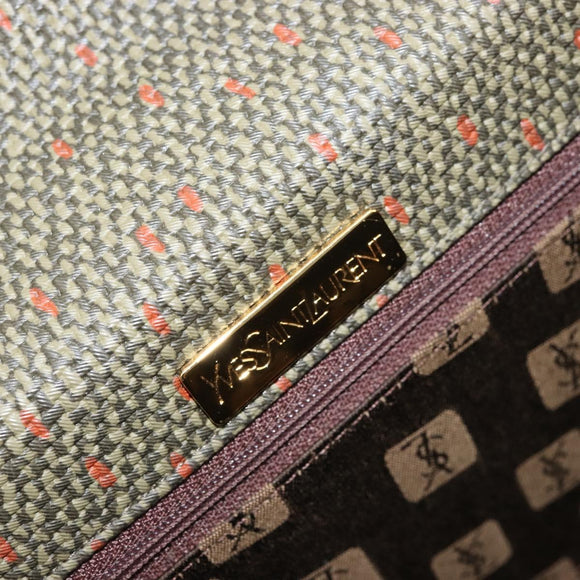 SAINT LAURENT Hand Bag Coated Canvas 2way Khaki Gold Auth bs34511