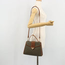 SAINT LAURENT Hand Bag Coated Canvas 2way Khaki Gold Auth bs34511-26