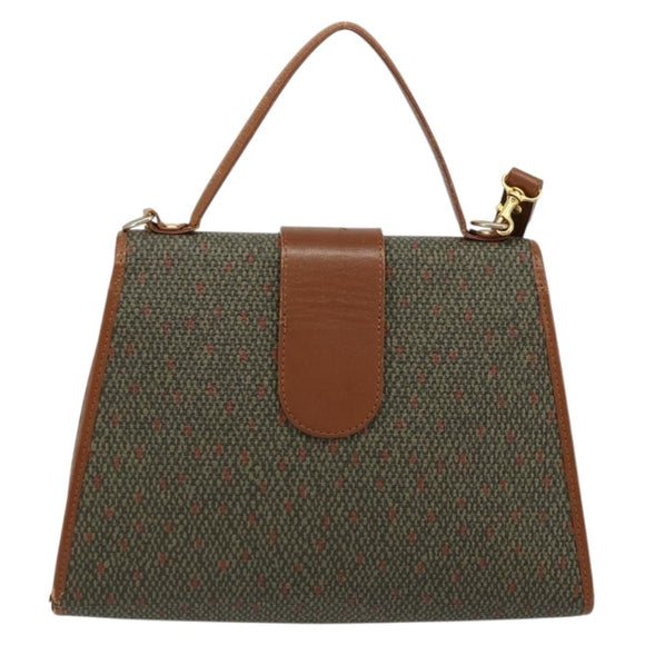 SAINT LAURENT Hand Bag Coated Canvas 2way Khaki Gold Auth bs34511