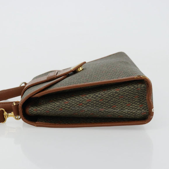 SAINT LAURENT Hand Bag Coated Canvas 2way Khaki Gold Auth bs34511