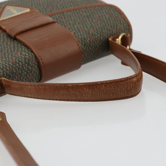 SAINT LAURENT Hand Bag Coated Canvas 2way Khaki Gold Auth bs34511